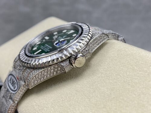 Replica Rolex Submariner Iced Out 116610LV 41mm Green Dial - Best shop to buy a Fake Rolex