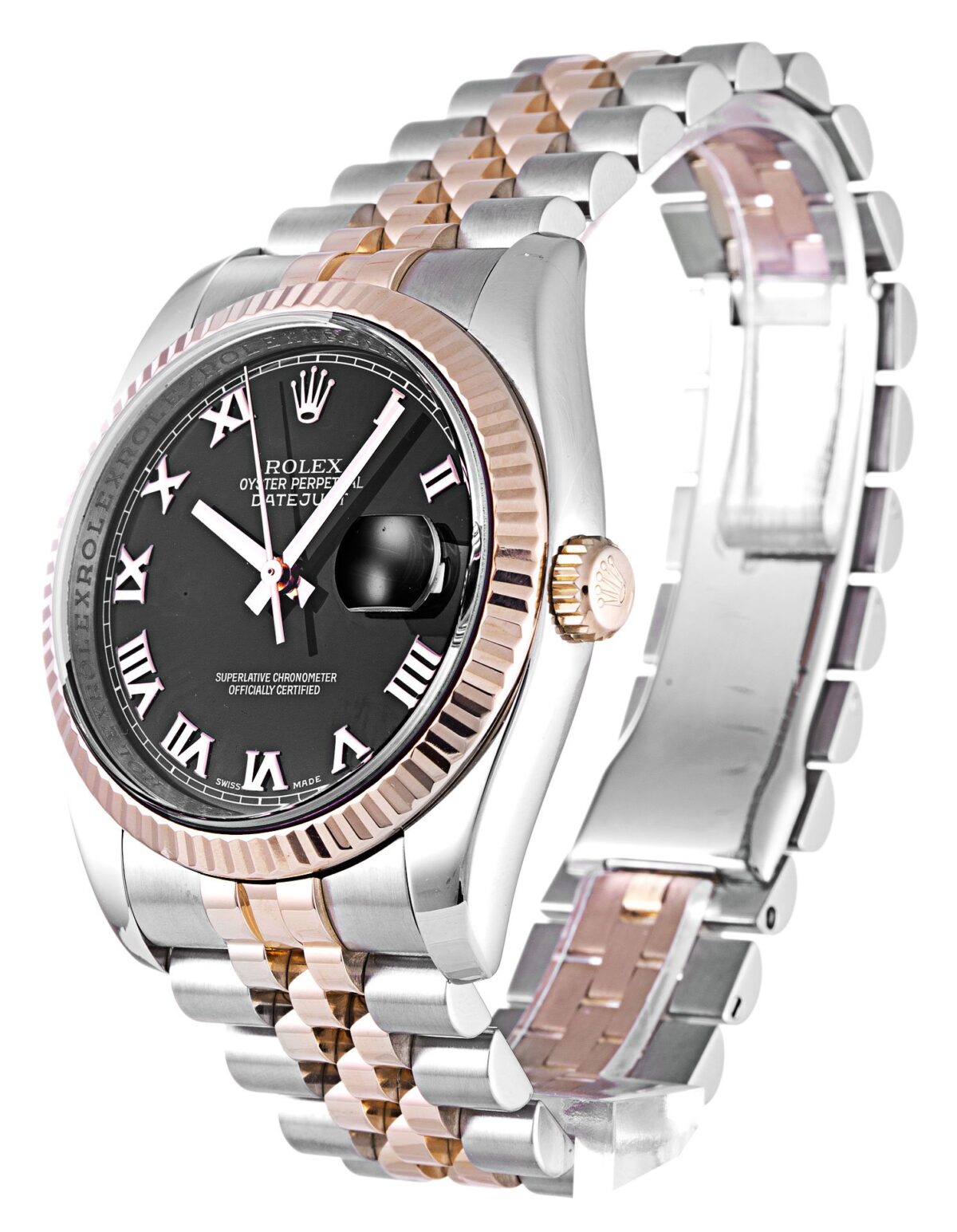 Replica Rolex Datejust 116231 Black Dial 36mm Steel Rose Gold Jubilee - Best shop to buy a Fake Rolex