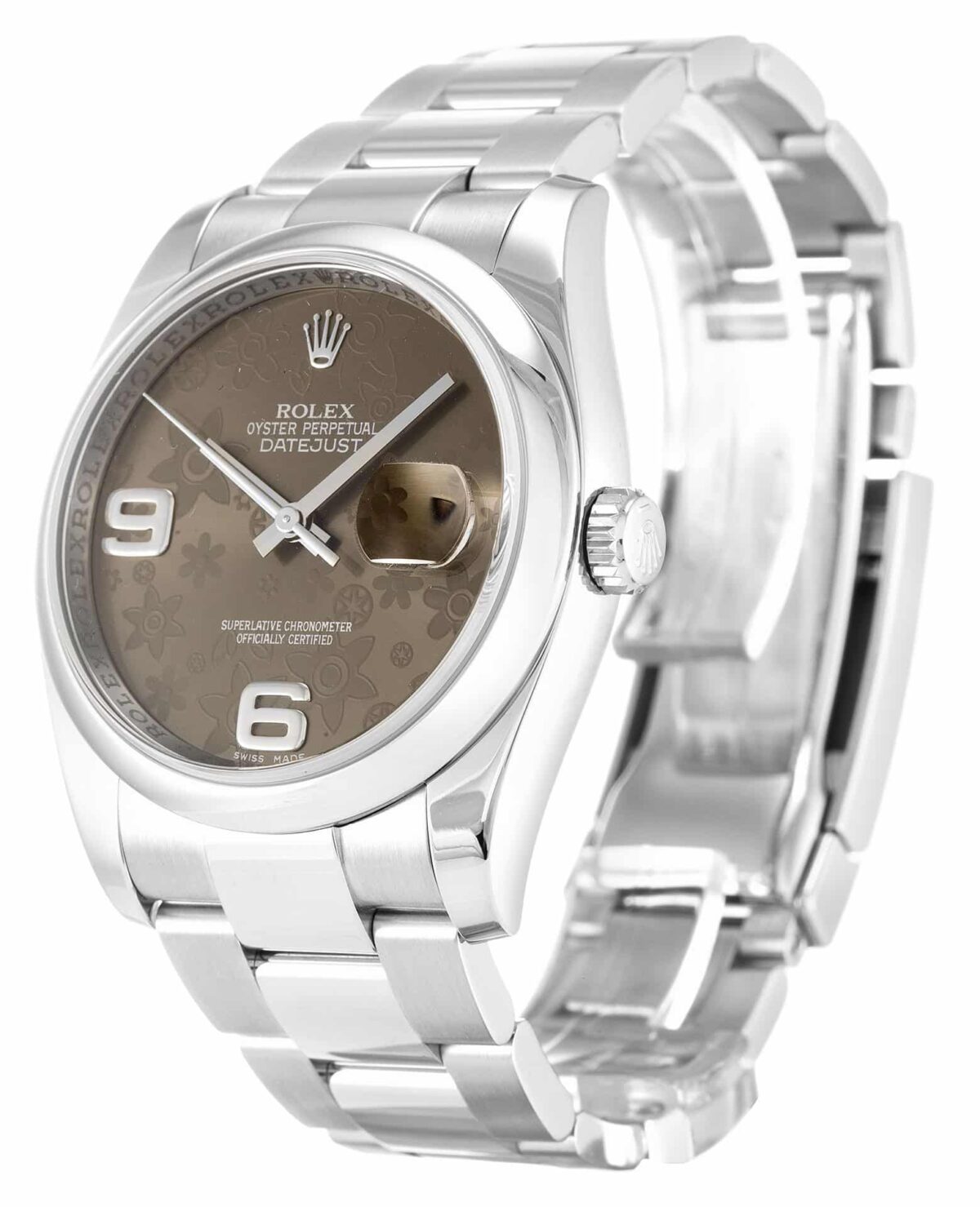 Replica Rolex Datejust 116200 36mm Brown Floral Dial - Best shop to buy a Fake Rolex