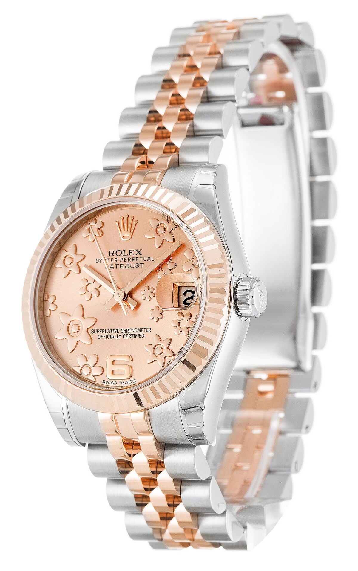 Replica Rolex Datejust 178271 Mid-Size 31mm Pink Floral Dial - Best shop to buy a Fake Rolex