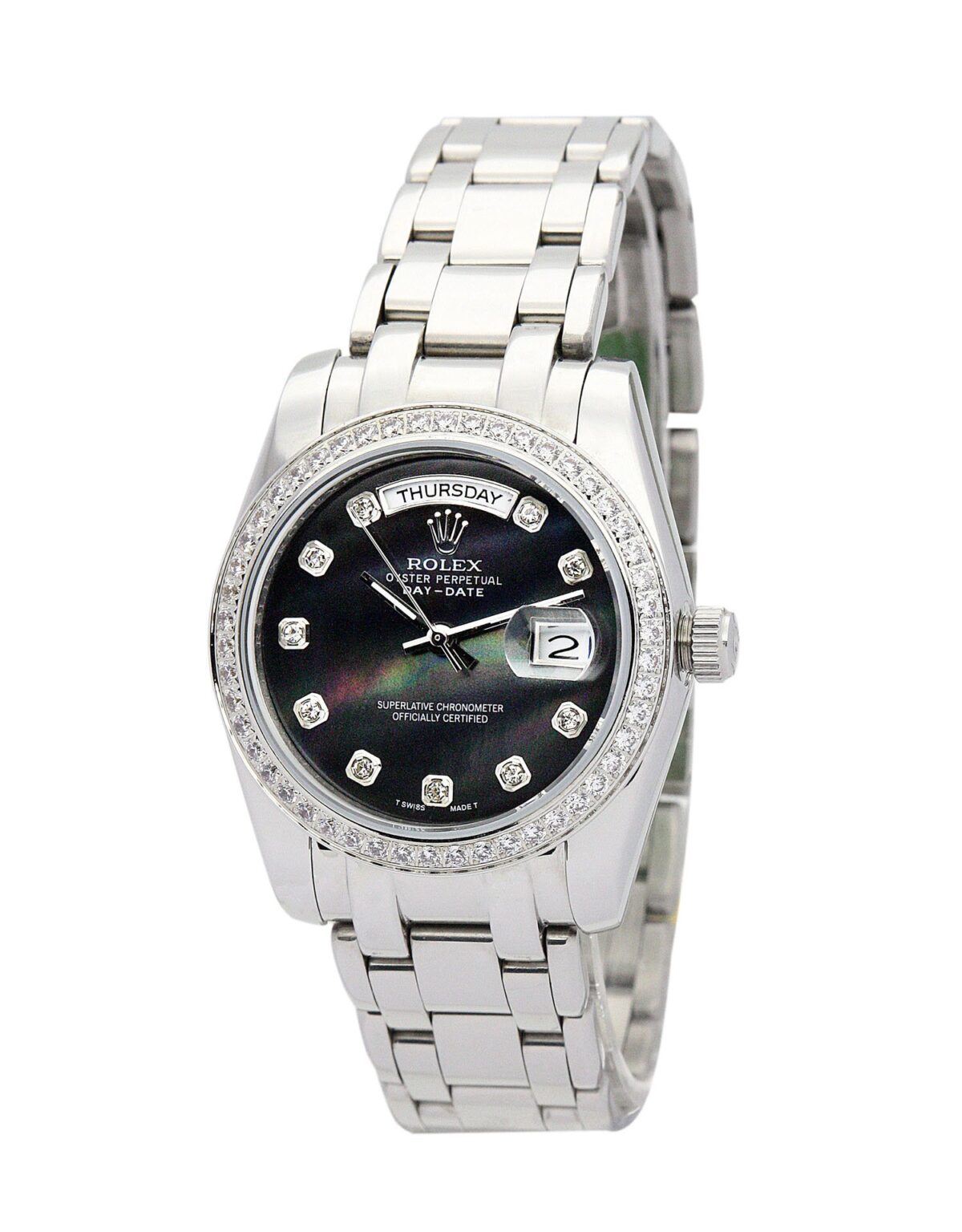 Replica Rolex Day-Date 118346 36mm Black Dial - Best shop to buy a Fake Rolex
