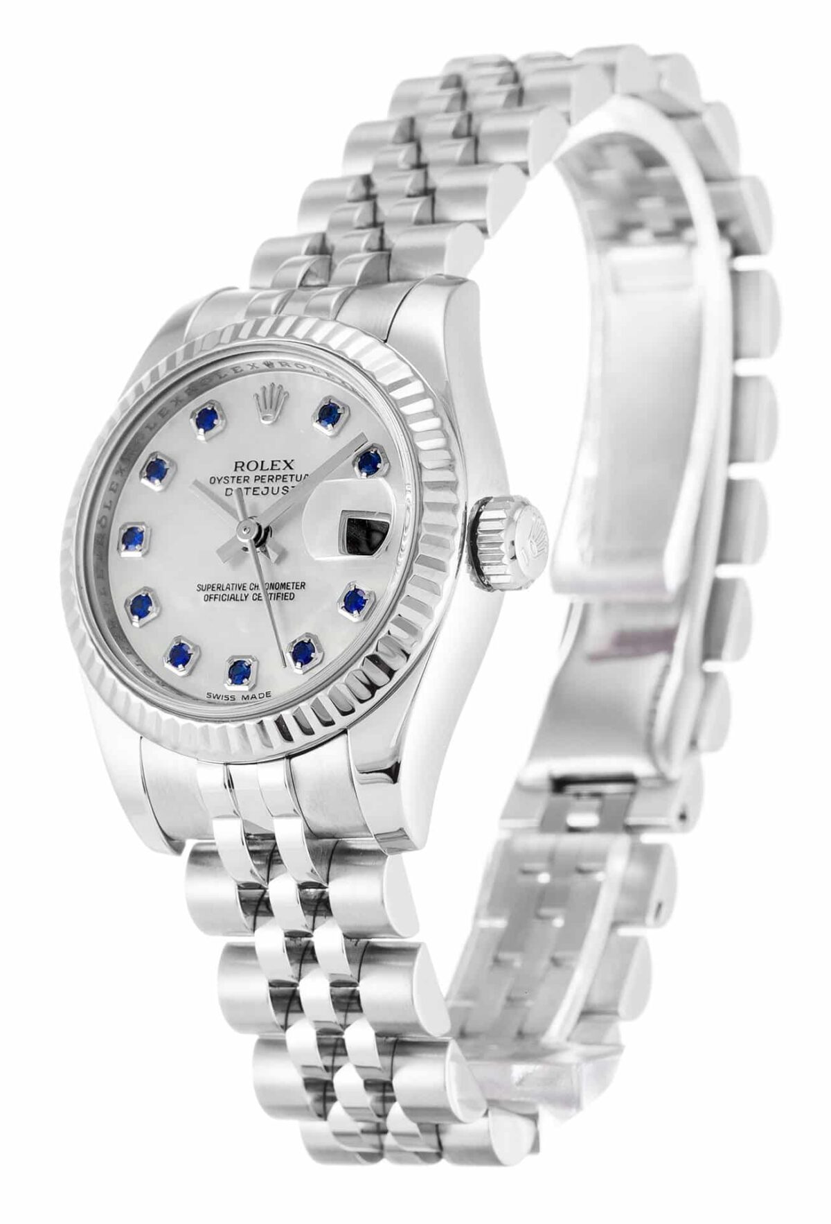 Replica Rolex Lady-Datejust 179174 26mm White Mother of Pearl Dial - Best shop to buy a Fake Rolex