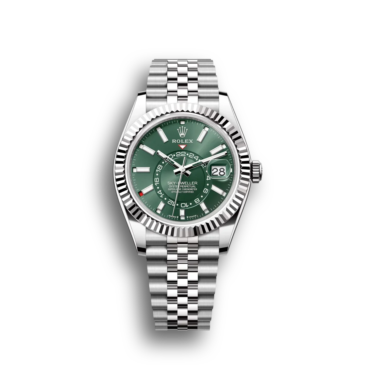 Replica Rolex Sky-Dweller 326238 42mm Mint Dial Front - Best shop to buy a Fake Rolex