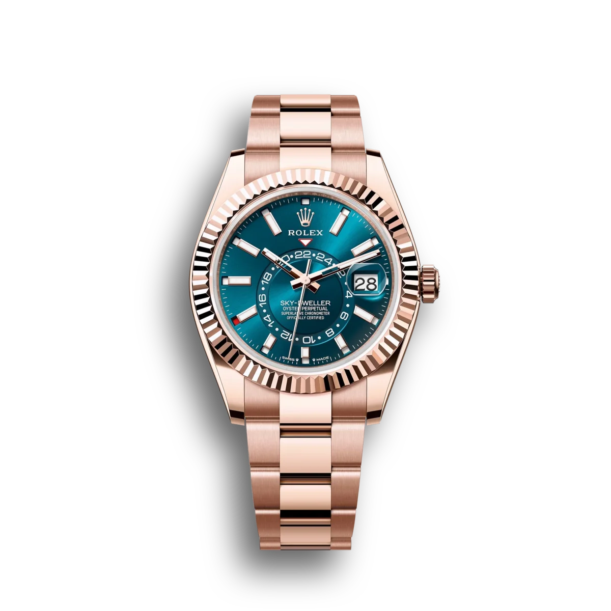 Replica Rolex Sky-Dweller 326935 42mm Blue-Green Dial Front - Best shop to buy a Fake Rolex